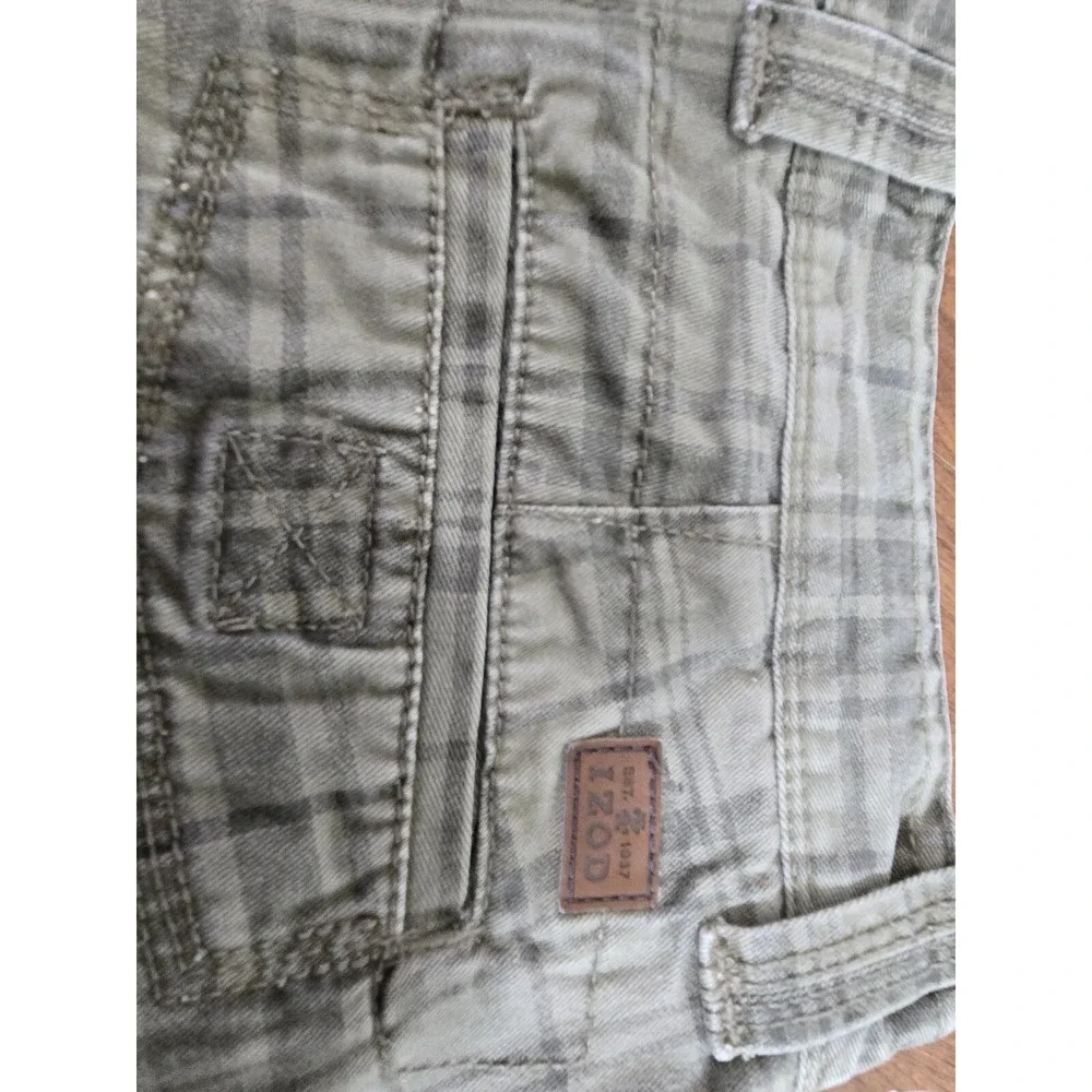 Izod Shorts Mens 100% Cotton Plaid‎ Cargo Green Preppy Beachy 10